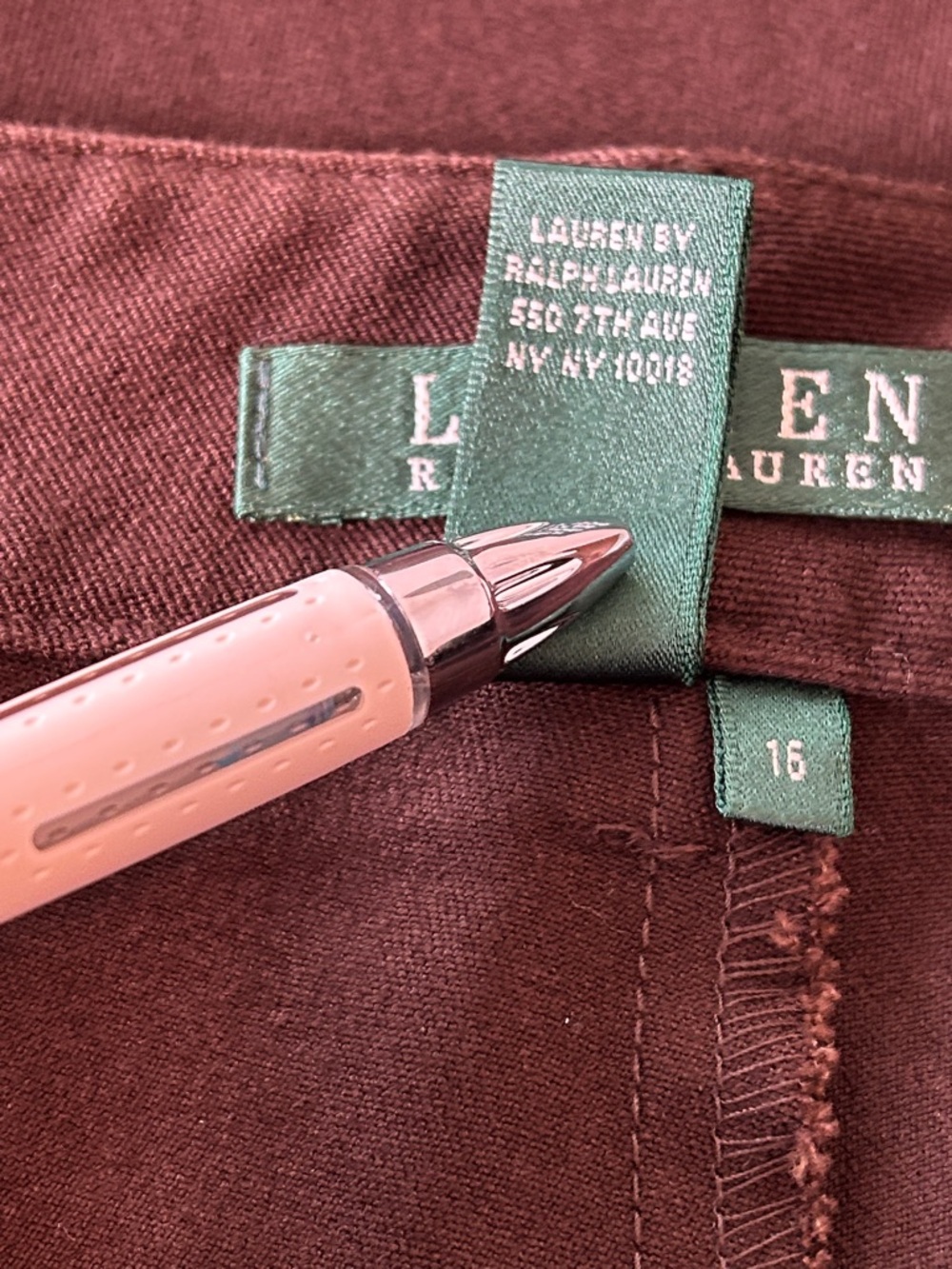 Lauren Ralph Lauren Chocolate Brown Size 16 Button Zip Fly Straight Leg Pants - Picture 4 of 9